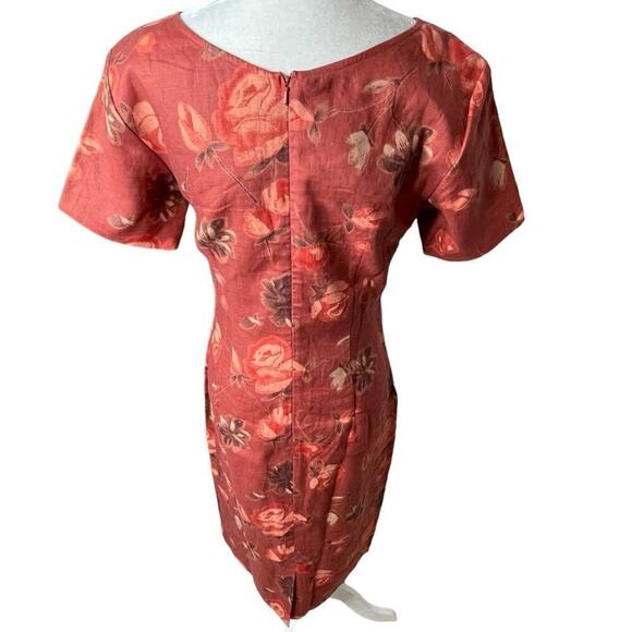 Vintage Coldwater Creek Linen Floral Dress Women V-neckline Mini A-Line Size 4 - Picture 7 of 11